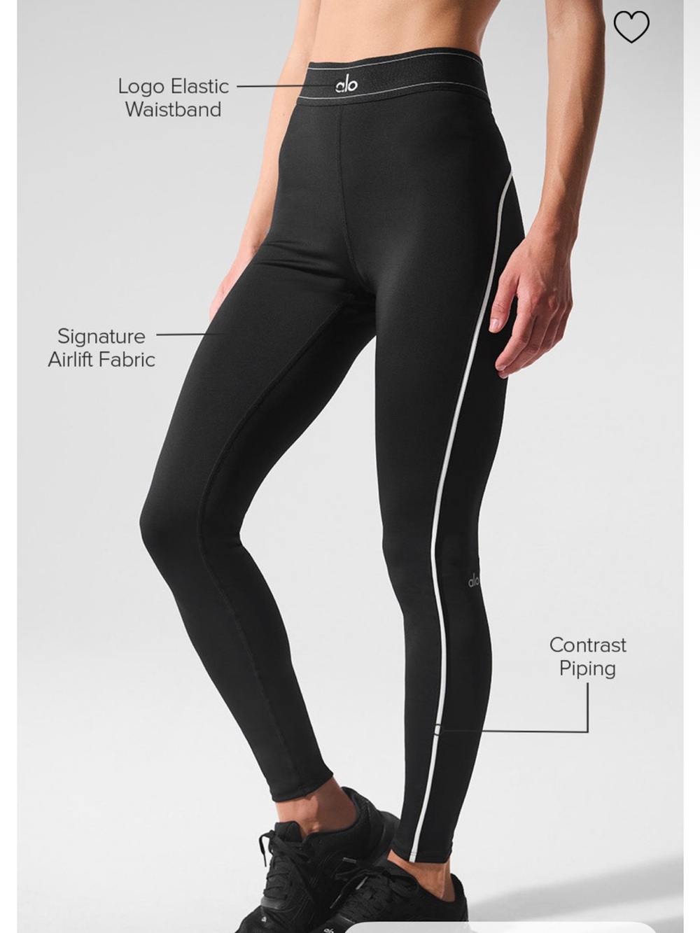 ALO Yoga Airlift High-Waist Suit Up Black Leggings with White Side Piping